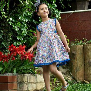 (New) Blue and White Spring/Summer 100% Cotton Dress